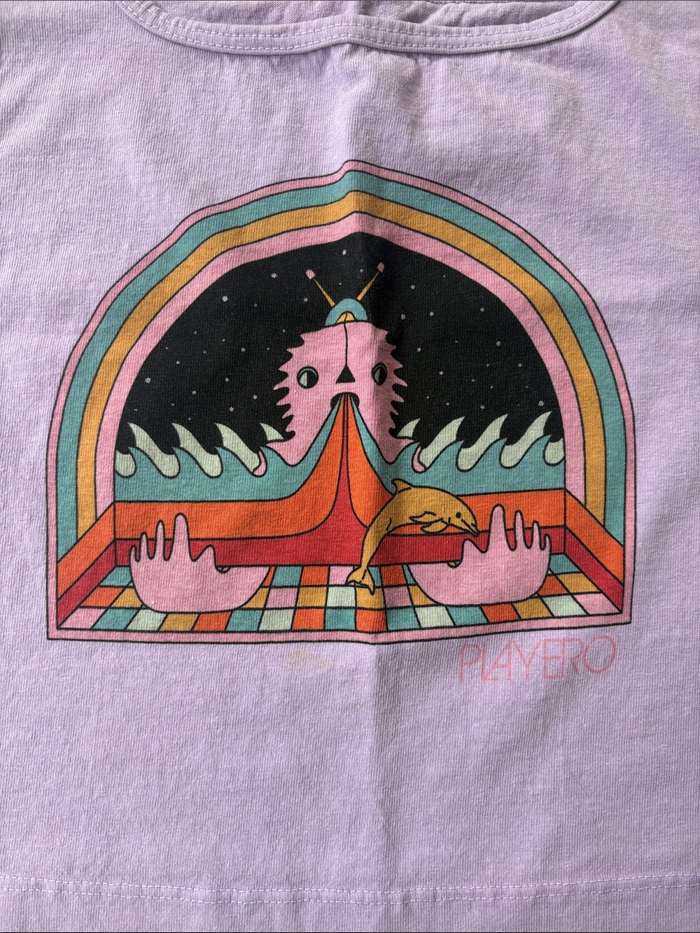 Lilac Retro Graphic Crop Tank Top - Picture 2 of 7